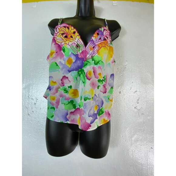 Vintage Victoria's Secret Floral‎ Two-Piece Pajama Short Set Large Eighties Rock - Picture 8 of 13